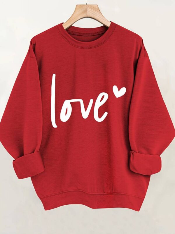 T&C Cozy Valentine's Day Letter Print Pullover Sweatshirt