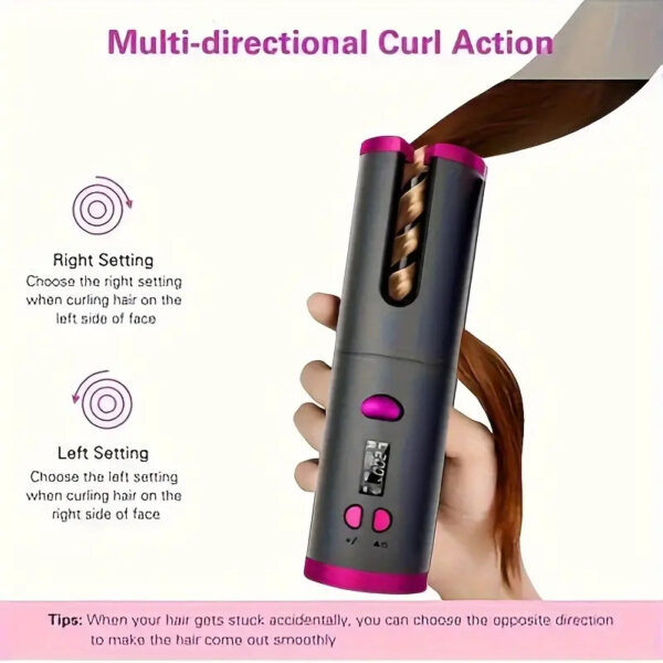 Rechargeable Cordless Automatic Hair Curler, Adjustable Temperature & Timer, Portable Wireless Auto Curling Iron, Mother's Day Gift, Gifts For Women