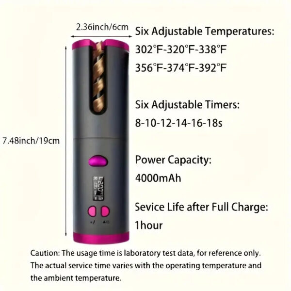 Rechargeable Cordless Automatic Hair Curler, Adjustable Temperature & Timer, Portable Wireless Auto Curling Iron, Mother's Day Gift, Gifts For Women